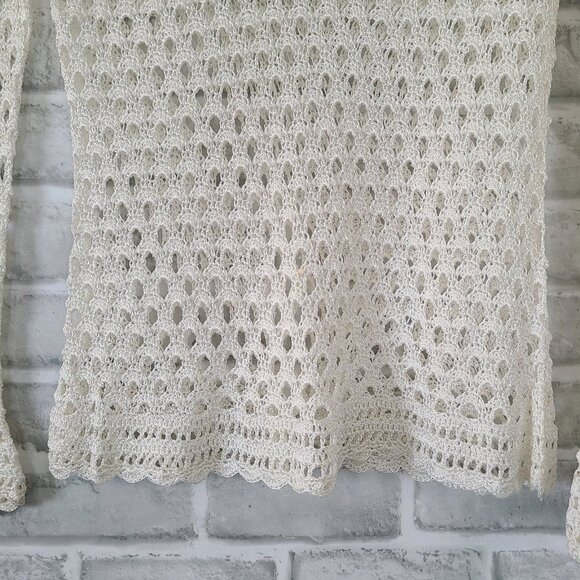 IE Crochet Open Weave Pullover Top Shirt Womens Med Boho Festival - Picture 7 of 10